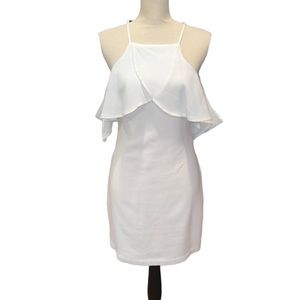 J.O.A. Womens Cold Shoulder Ruffle Dress White